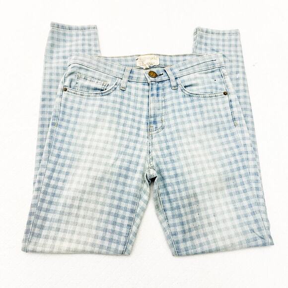 Current Elliott High Waist Stiletto Cropped Skinny Jeans Gingham Denim Size 26 - Picture 4 of 8